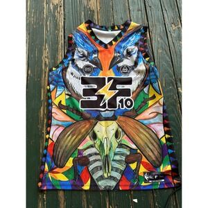 Unique Graphic Print Basketball Jersey Men's Size M